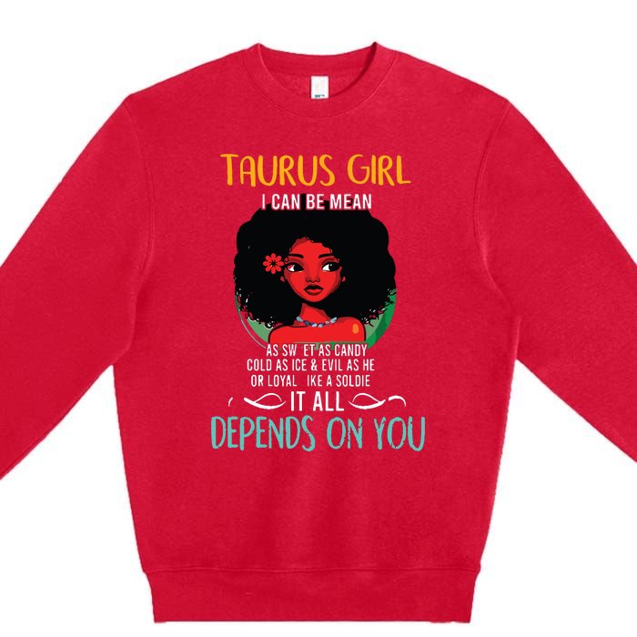 Taurus Queen Sweet As Candy Birthday Gift For Black Women Premium Crewneck Sweatshirt