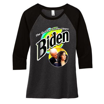 The Quicker Sniffer Upper Anti Biden Pro Trump Tee Women's Tri-Blend 3/4-Sleeve Raglan Shirt