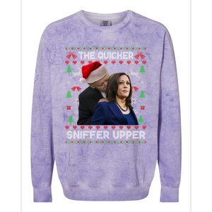 The Quicker Sniffer Upper Anti Biden Ugly Christmas Sweater Sweatshirt Colorblast Crewneck Sweatshirt