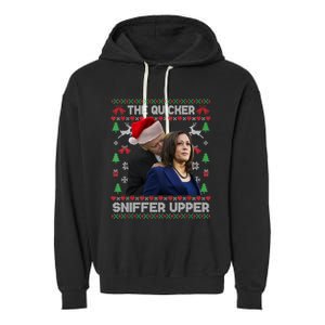 The Quicker Sniffer Upper Anti Biden Ugly Christmas Sweater Sweatshirt Garment-Dyed Fleece Hoodie