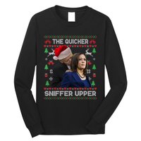 The Quicker Sniffer Upper Anti Biden Ugly Christmas Sweater Sweatshirt Long Sleeve Shirt