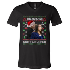 The Quicker Sniffer Upper Anti Biden Ugly Christmas Sweater Sweatshirt V-Neck T-Shirt