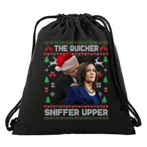 The Quicker Sniffer Upper Anti Biden Ugly Christmas Sweater Sweatshirt Drawstring Bag