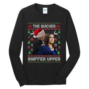 The Quicker Sniffer Upper Anti Biden Ugly Christmas Sweater Sweatshirt Tall Long Sleeve T-Shirt