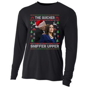 The Quicker Sniffer Upper Anti Biden Ugly Christmas Sweater Sweatshirt Cooling Performance Long Sleeve Crew