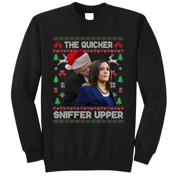 The Quicker Sniffer Upper Anti Biden Ugly Christmas Sweater Sweatshirt Tall Sweatshirt