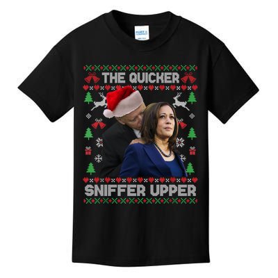 The Quicker Sniffer Upper Anti Biden Ugly Christmas Sweater Sweatshirt Kids T-Shirt