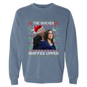 The Quicker Sniffer Upper Anti Biden Ugly Christmas Sweater Sweatshirt Garment-Dyed Sweatshirt