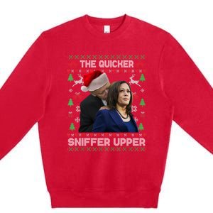 The Quicker Sniffer Upper Anti Biden Ugly Christmas Sweater Sweatshirt Premium Crewneck Sweatshirt