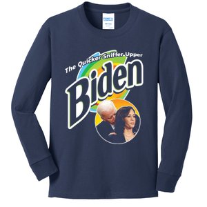 The Quicker Sniffer Upper Biden & Kamala Harris Kids Long Sleeve Shirt