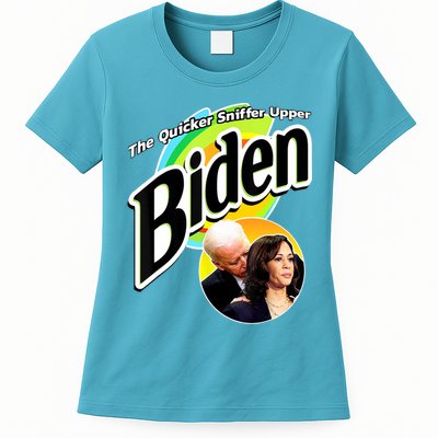 The Quicker Sniffer Upper Cute Gift Anti Biden Cute Gift Pro Trump Funny Great G Womens T-Shirt