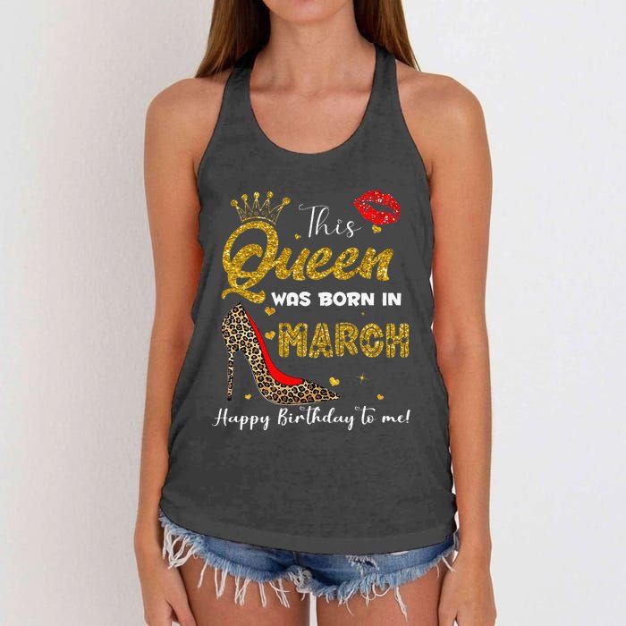 This Queen Was Born In March Happy Birthday To Me Wo Women's Knotted Racerback Tank