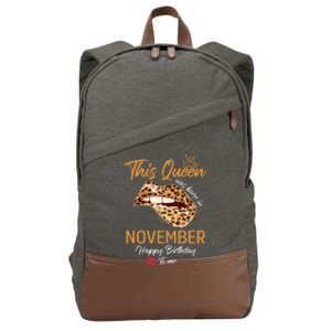 This Queen Was Born In November Happy Birthday To Me Leopard Cotton Canvas Backpack