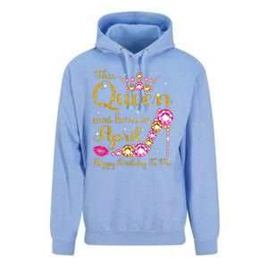 This Queen Was Born In April High Heel Happy Birthday Queen Unisex Surf Hoodie