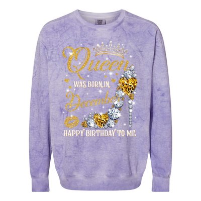 This Queen Was Born In December Happy Birthday To Me Leopard Great Gift Colorblast Crewneck Sweatshirt