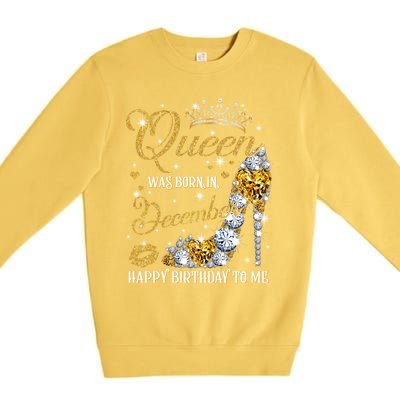 This Queen Was Born In December Happy Birthday To Me Leopard Great Gift Premium Crewneck Sweatshirt