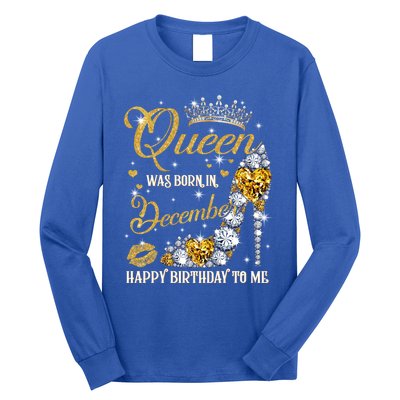 This Queen Was Born In December Happy Birthday To Me Leopard Great Gift Long Sleeve Shirt