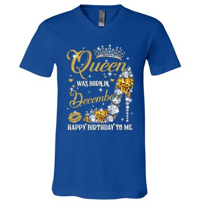 This Queen Was Born In December Happy Birthday To Me Leopard Great Gift V-Neck T-Shirt