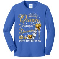 This Queen Was Born In December Happy Birthday To Me Leopard Great Gift Kids Long Sleeve Shirt