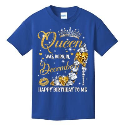 This Queen Was Born In December Happy Birthday To Me Leopard Great Gift Kids T-Shirt