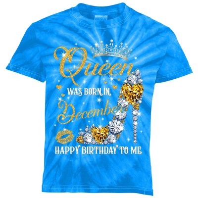 This Queen Was Born In December Happy Birthday To Me Leopard Great Gift Kids Tie-Dye T-Shirt