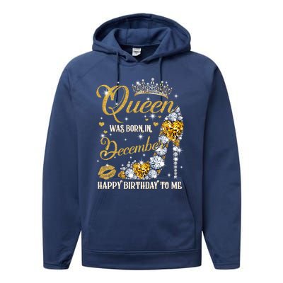 This Queen Was Born In December Happy Birthday To Me Leopard Great Gift Performance Fleece Hoodie