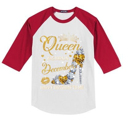 This Queen Was Born In December Happy Birthday To Me Leopard Great Gift Kids Colorblock Raglan Jersey