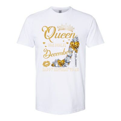 This Queen Was Born In December Happy Birthday To Me Leopard Great Gift Softstyle CVC T-Shirt