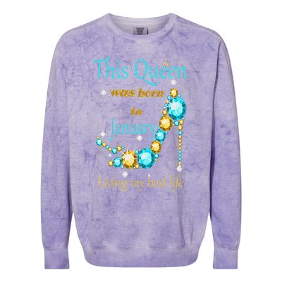 This Queen was Born In January Colorblast Crewneck Sweatshirt