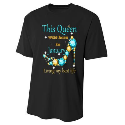 This Queen was Born In January Performance Sprint T-Shirt