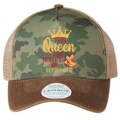 This Queen Was Born In September Happy Birthday High Heel Gift Legacy Tie Dye Trucker Hat