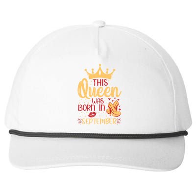 This Queen Was Born In September Happy Birthday High Heel Gift Snapback Five-Panel Rope Hat