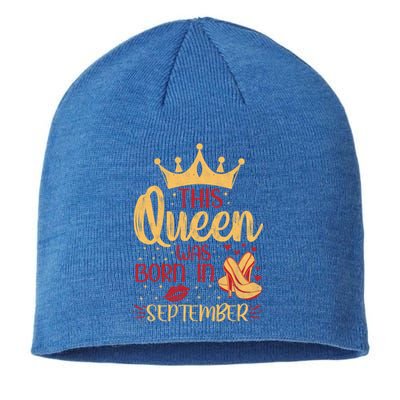 This Queen Was Born In September Happy Birthday High Heel Gift Sustainable Beanie