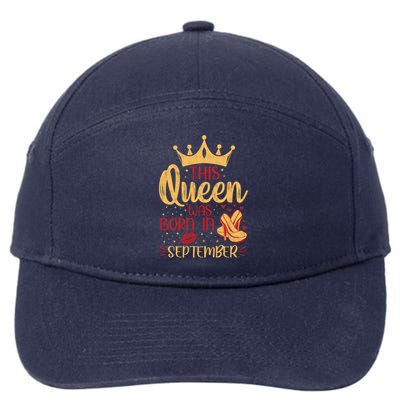 This Queen Was Born In September Happy Birthday High Heel Gift 7-Panel Snapback Hat