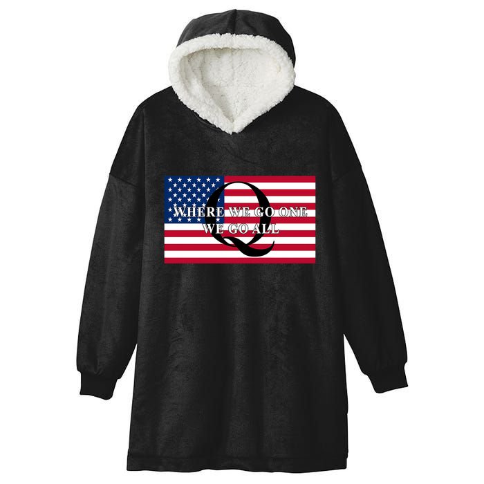 Trump Qanon Where We Go One We Go All Hooded Wearable Blanket