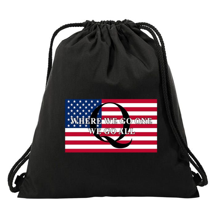 Trump Qanon Where We Go One We Go All Drawstring Bag