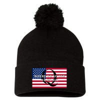 Trump Qanon Where We Go One We Go All Pom Pom 12in Knit Beanie