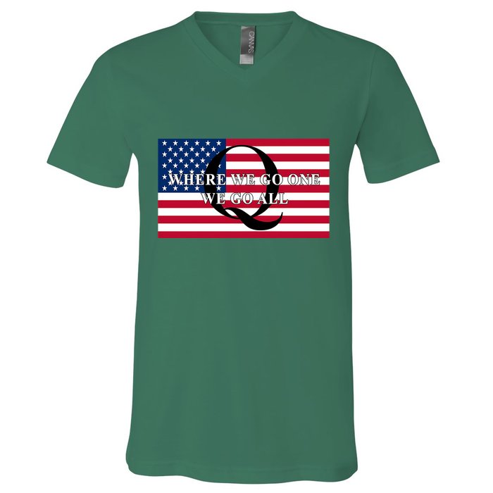 Trump Qanon Where We Go One We Go All V-Neck T-Shirt
