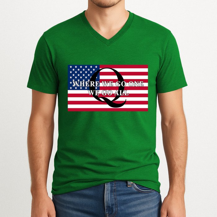 Trump Qanon Where We Go One We Go All V-Neck T-Shirt