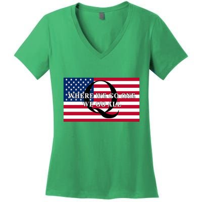 Trump Qanon Where We Go One We Go All Women's V-Neck T-Shirt