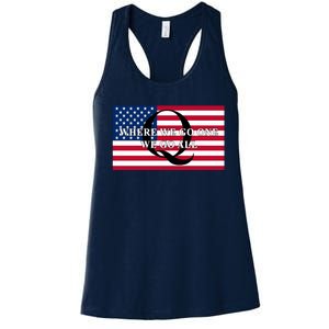 Trump Qanon Where We Go One We Go All Women's Racerback Tank