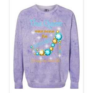 This Queen Was Born In September Gift Funny Gift Colorblast Crewneck Sweatshirt