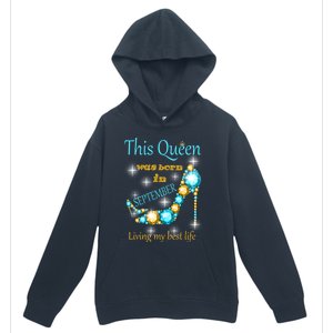 This Queen Was Born In September Gift Funny Gift Urban Pullover Hoodie