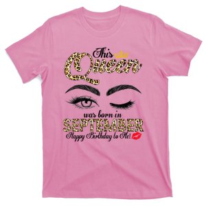 This Queen Was Born In September Leopard Girls Ladies T-Shirt