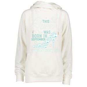 This Queen Was Born In September Funny September Bday Gift Womens Funnel Neck Pullover Hood