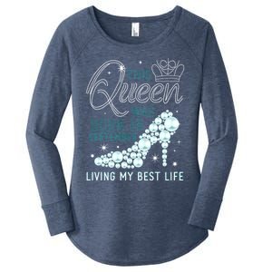 This Queen Was Born In September Funny September Bday Gift Women's Perfect Tri Tunic Long Sleeve Shirt