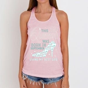 This Queen Was Born In September Funny September Bday Gift Women's Knotted Racerback Tank