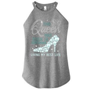 This Queen Was Born In September Funny September Bday Gift Women's Perfect Tri Rocker Tank