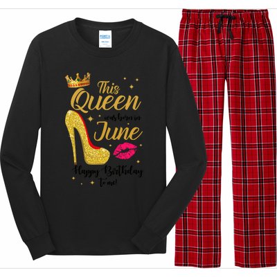 This Queen Was Born In June Happy Birthday To Me Long Sleeve Pajama Set