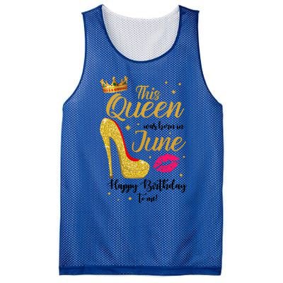 This Queen Was Born In June Happy Birthday To Me Mesh Reversible Basketball Jersey Tank